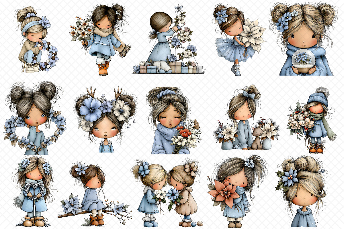 Christmas flowers-and-girls, an Illustration by cherrydesign (Photo 2 of 3)
