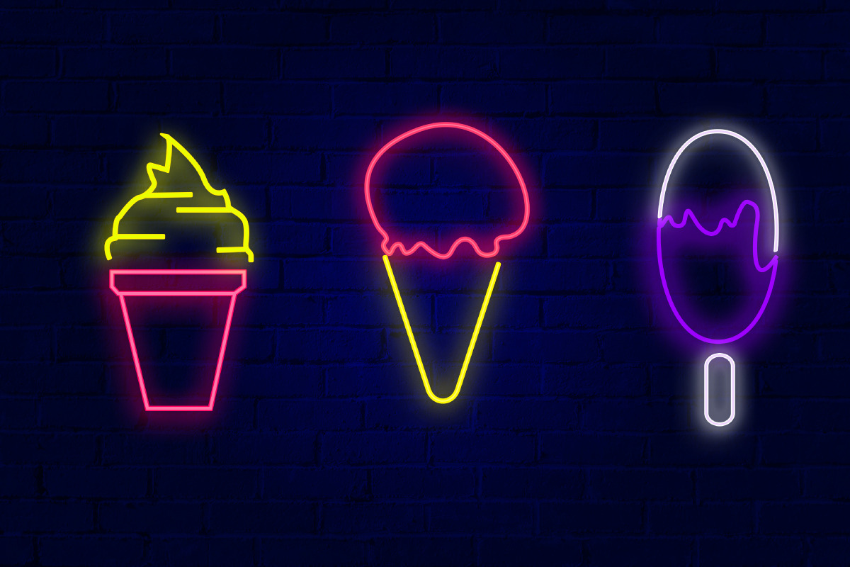 Cyber Neon PSD ICE Cream Shape, a Layer Style Add-On by TrueVector