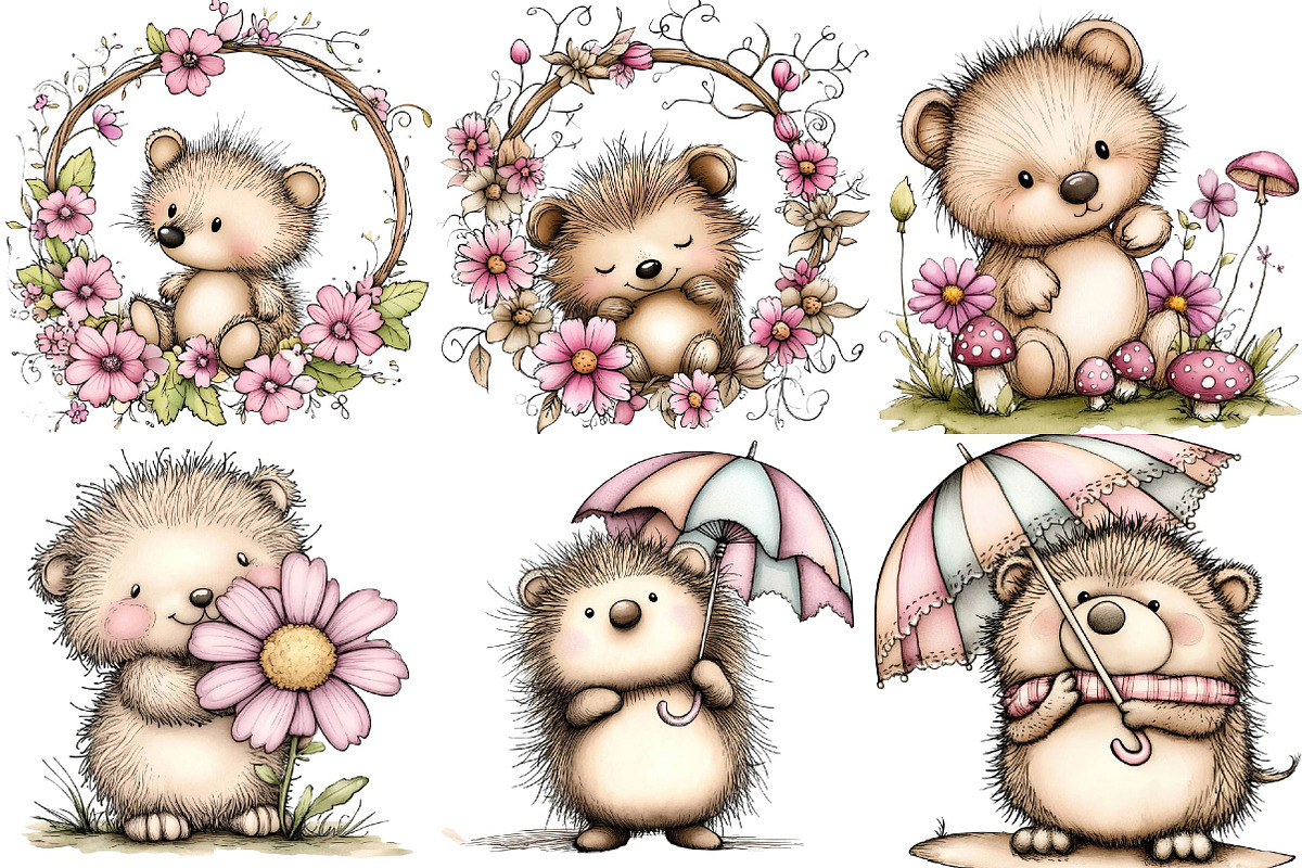 Whimsical Easter Hedgehog Clipart, an Illustration by DreamPrint404 (Photo 5 of 6)