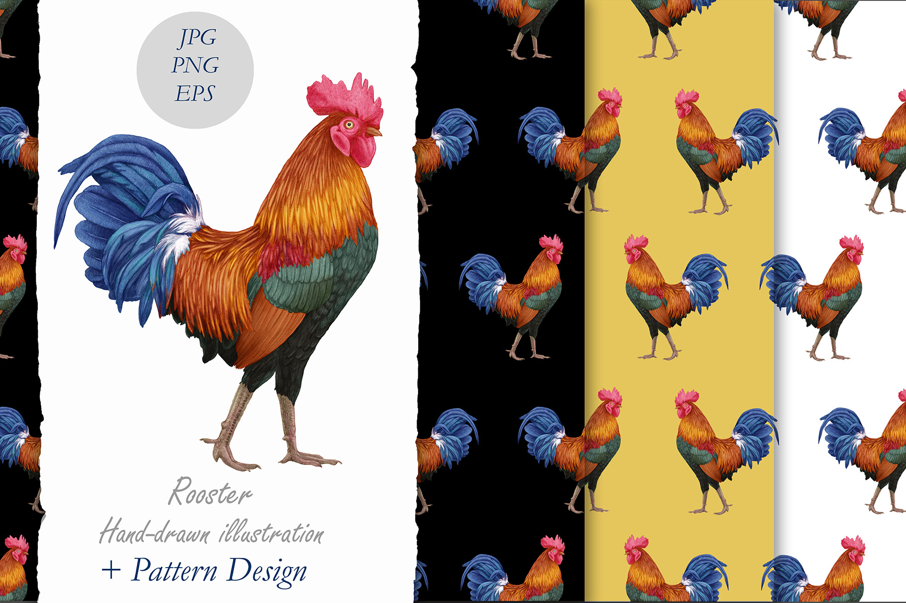 Rooster // Pattern Design, a Pattern Graphic by Victoria_Novak