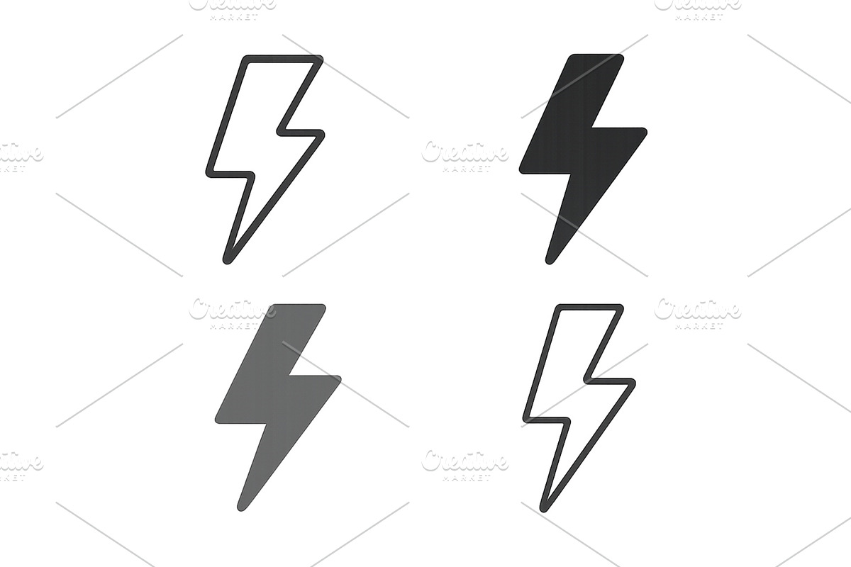 Various lightning bolt icons in, an Illustration by ZinetroN
