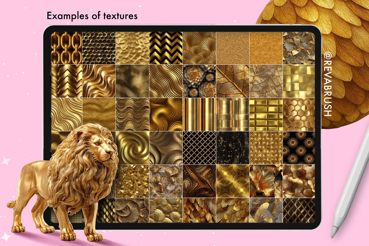245 Procreate Gold texture brushes, a Brush Add-On by Revabrush (Photo 5 of 8)