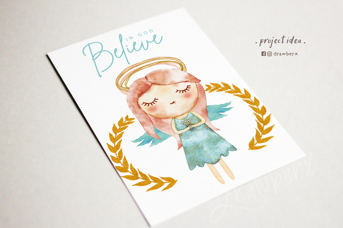 Baby Girl, Watercolor Angels png 030, an Illustration by Drawberx (Photo 8 of 9)