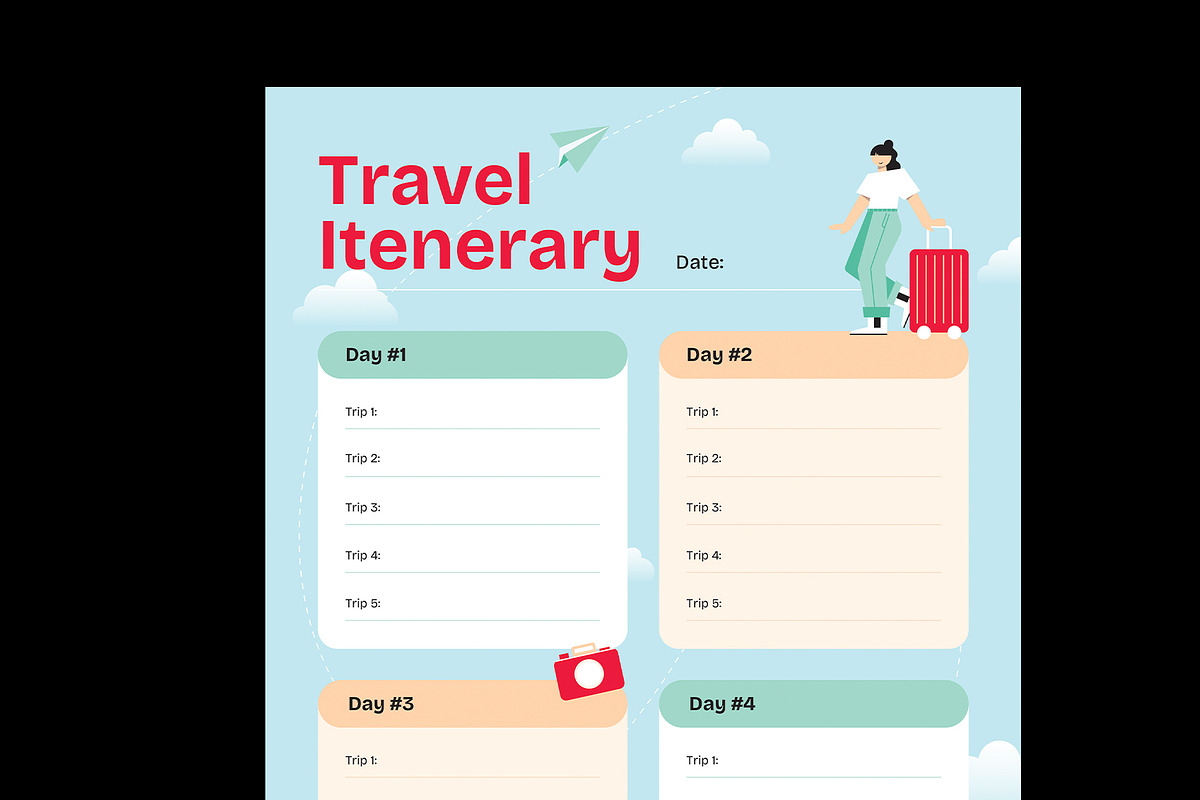 Travel Itinerary Planner, a Stationery Template by Neermana (Photo 2 of 4)