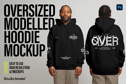 Boxy Modelled Hoodie Mockup, a Hoody Mockup by Studio Innate