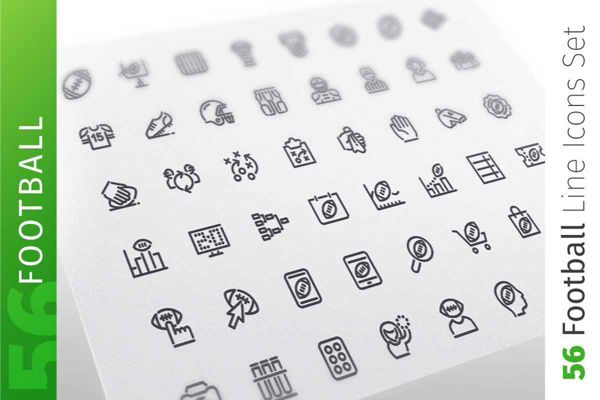 American Football  Line Icons Set, an Outline Icon by Voysla's Shop (Photo 1 of 4)