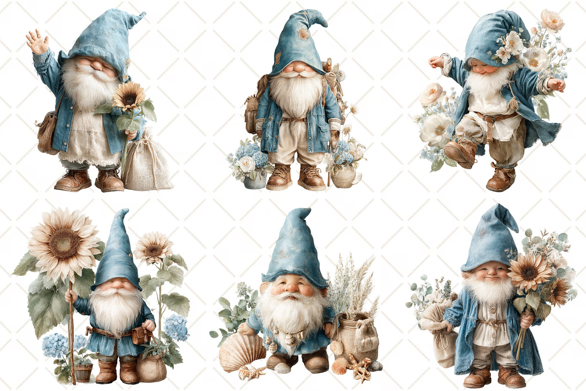 Watercolor Summer Gnome Clipart, an Illustration by Black Bird Studio (Photo 4 of 5)