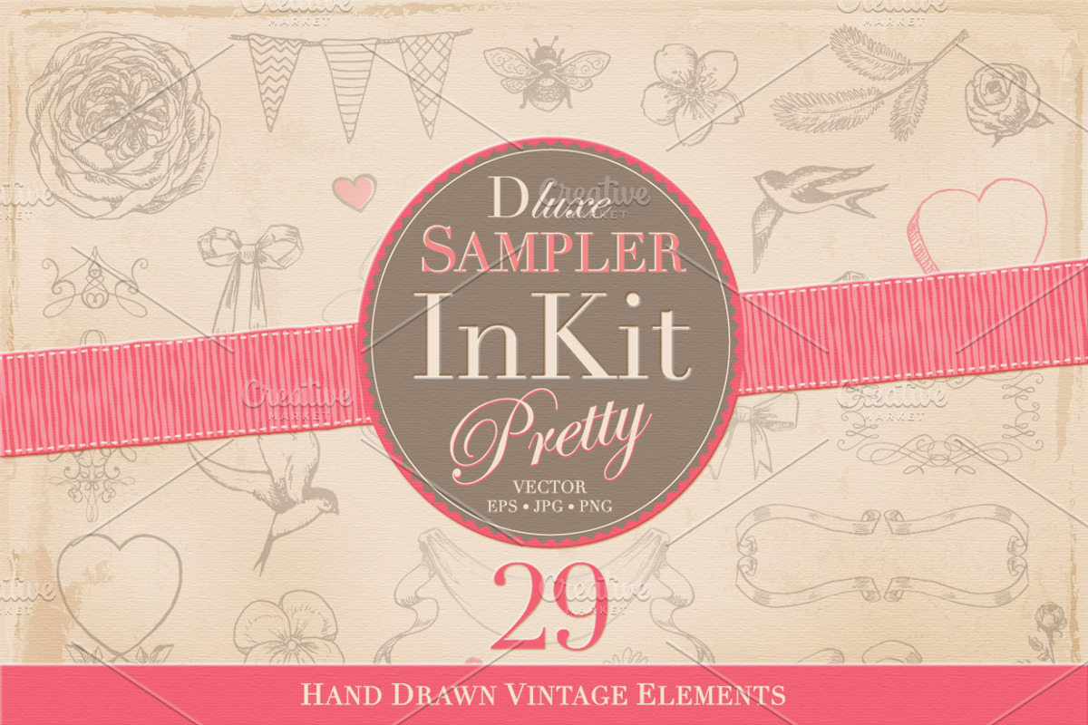 InKit Pretty Hand Drawn Sampler, an Illustration by Vector Vintagery (Photo 1 of 2)
