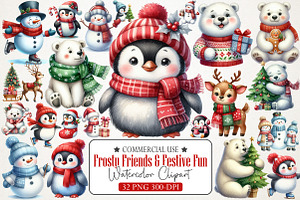 Frosty Friends & Festive Fun Clipart, an Illustration by RobertsArt