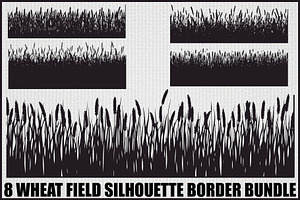Rustic Wheat Field Vector Borders, an Illustration by hafijul