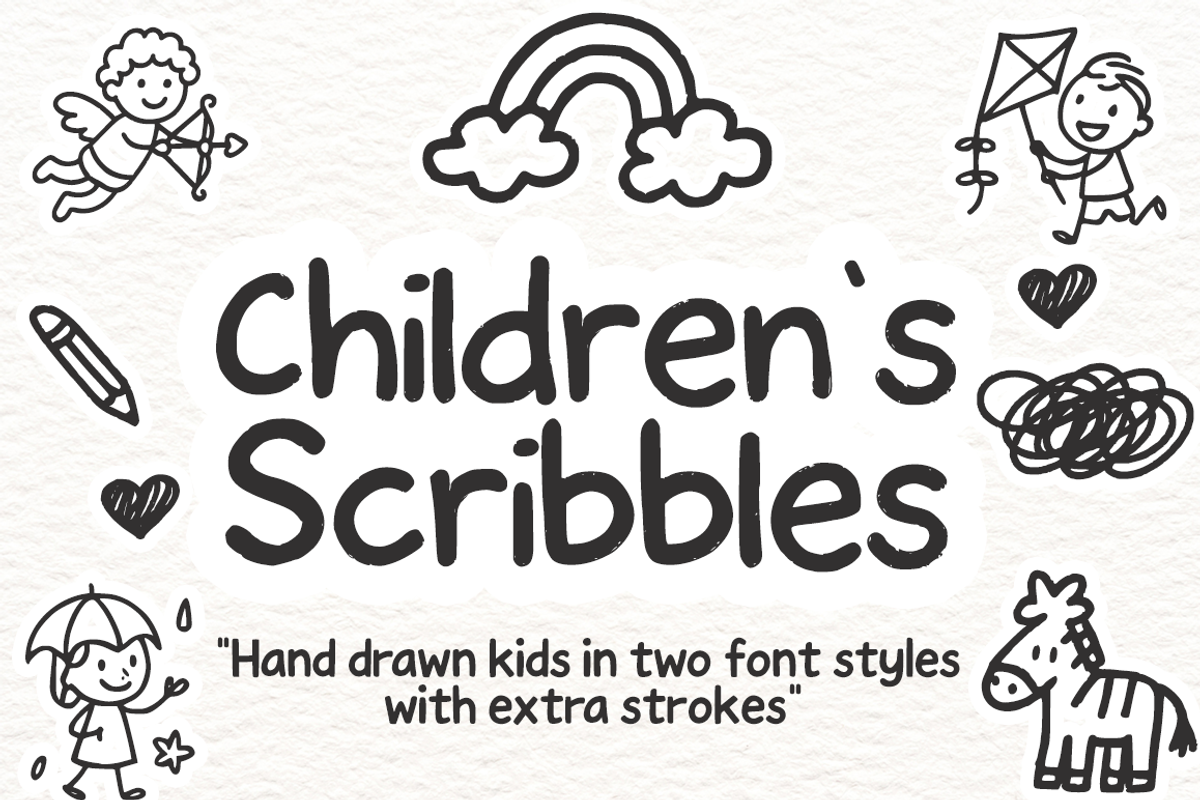 Children’s Scribbles Fun Kids Doodle, a Handwritten Font by cocodesign (Photo 1 of 7)