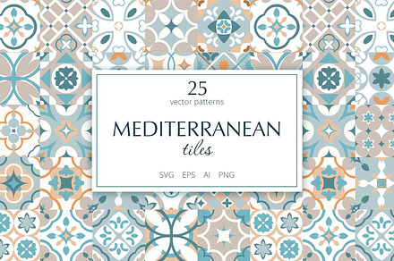 Mediterranean tiles vector patterns