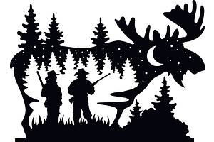 Moose - Wildlife Stencils - Moose, an Animal Illustration by Digital-Clipart
