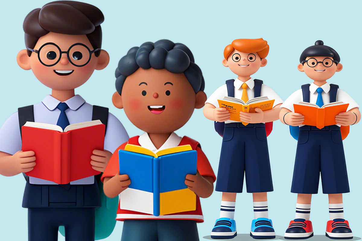 44 set 3D Back to School Cartoon, a Characters & Person 3D Model by Grappict.com (Photo 3 of 4)