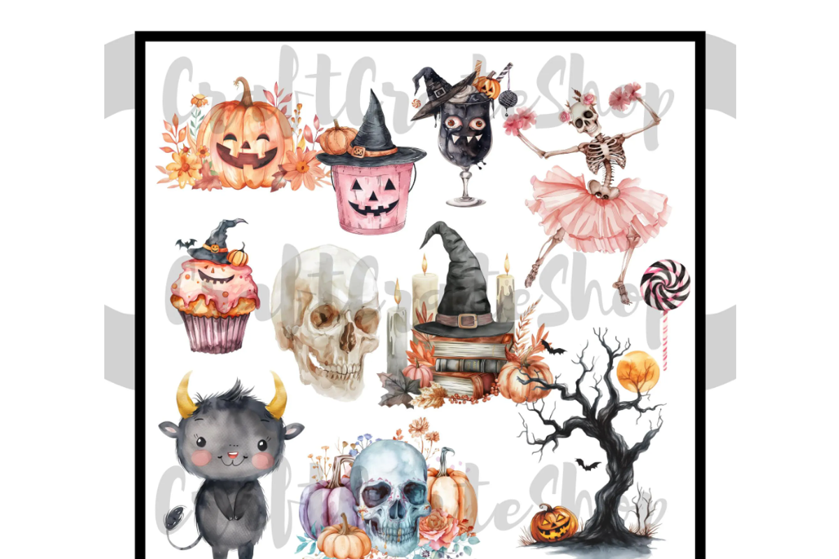 Cute Halloween Watercolor Clipart, an Illustration by CraftCrateShop (Photo 2 of 7)