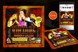 Vintage Night Flyer Canva Template