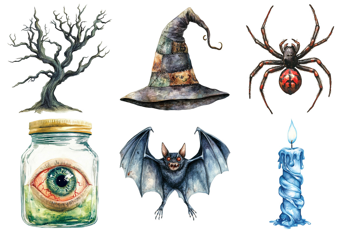 Vintage Creepy Halloween Clipart, an Illustration by Pixels.Craft (Photo 2 of 7)