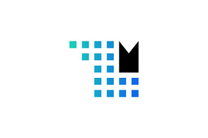 Digital Letter M Logo Blue Pixel, a Branding & Logo Template by Design Store