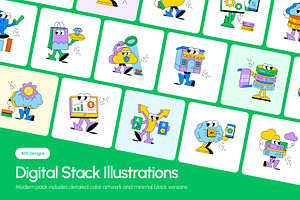 400 The Digital Stack Illustrations, a Technology Illustration by Vectors Market