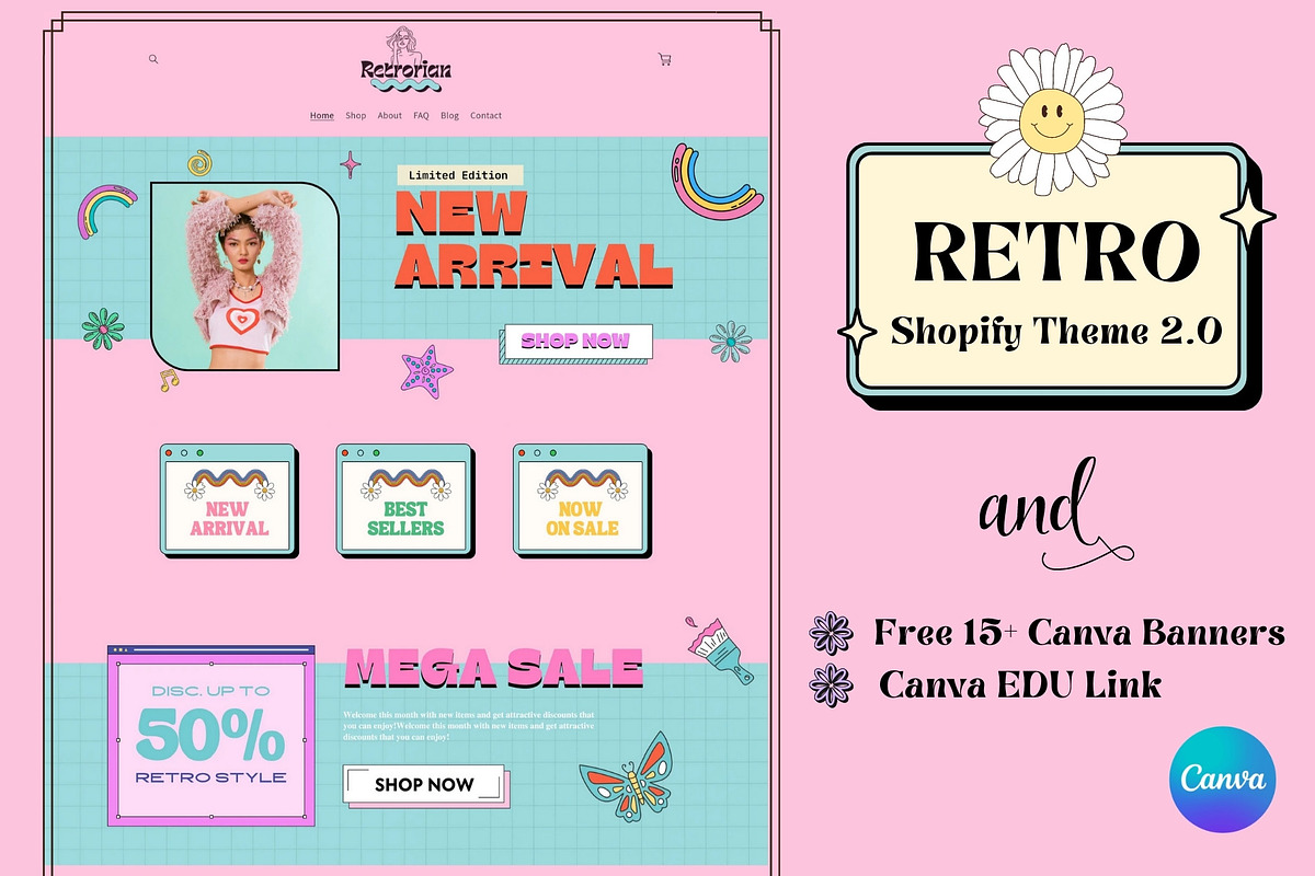 Retro Pink Shopify 2.0 Theme, a Shopify Template by DaisyStudio (Photo 1 of 8)