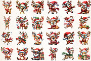 Funny Reindeer Christmas Clipart, an Illustration by Libby Wishes (Thumbnail 2 of 6)