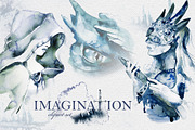 Watercolor Imagination Clipart Set, a Person Illustration by ArtCreationsDesign (Thumbnail 1 of 7)