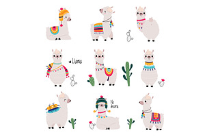 Cute Fluffy Llama or Alpaca Camelid, an Animal Illustration by TopVectors