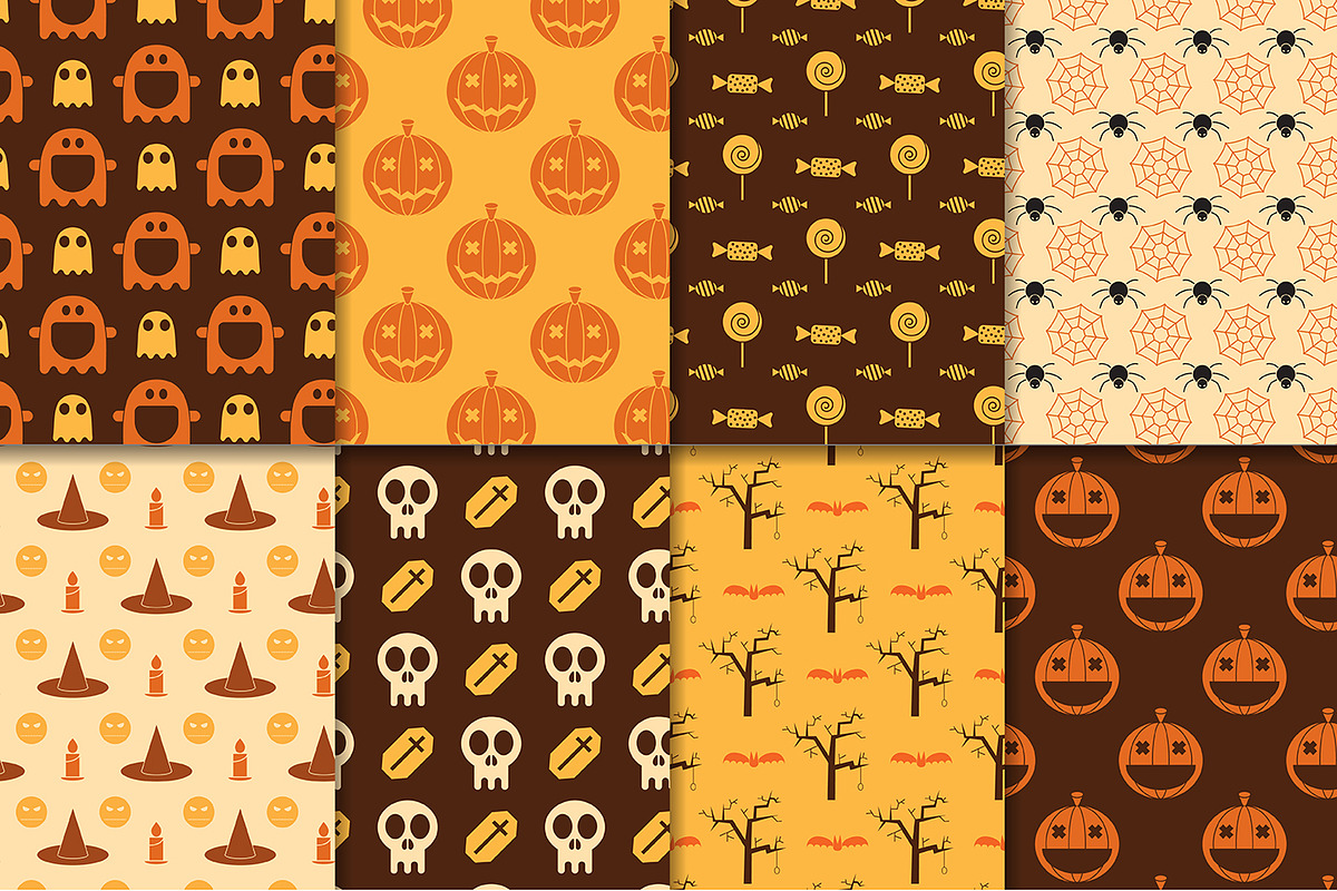 23 Halloween Seamless Patterns Pack, a Pattern Graphic by Alex Krugli (Photo 4 of 9)
