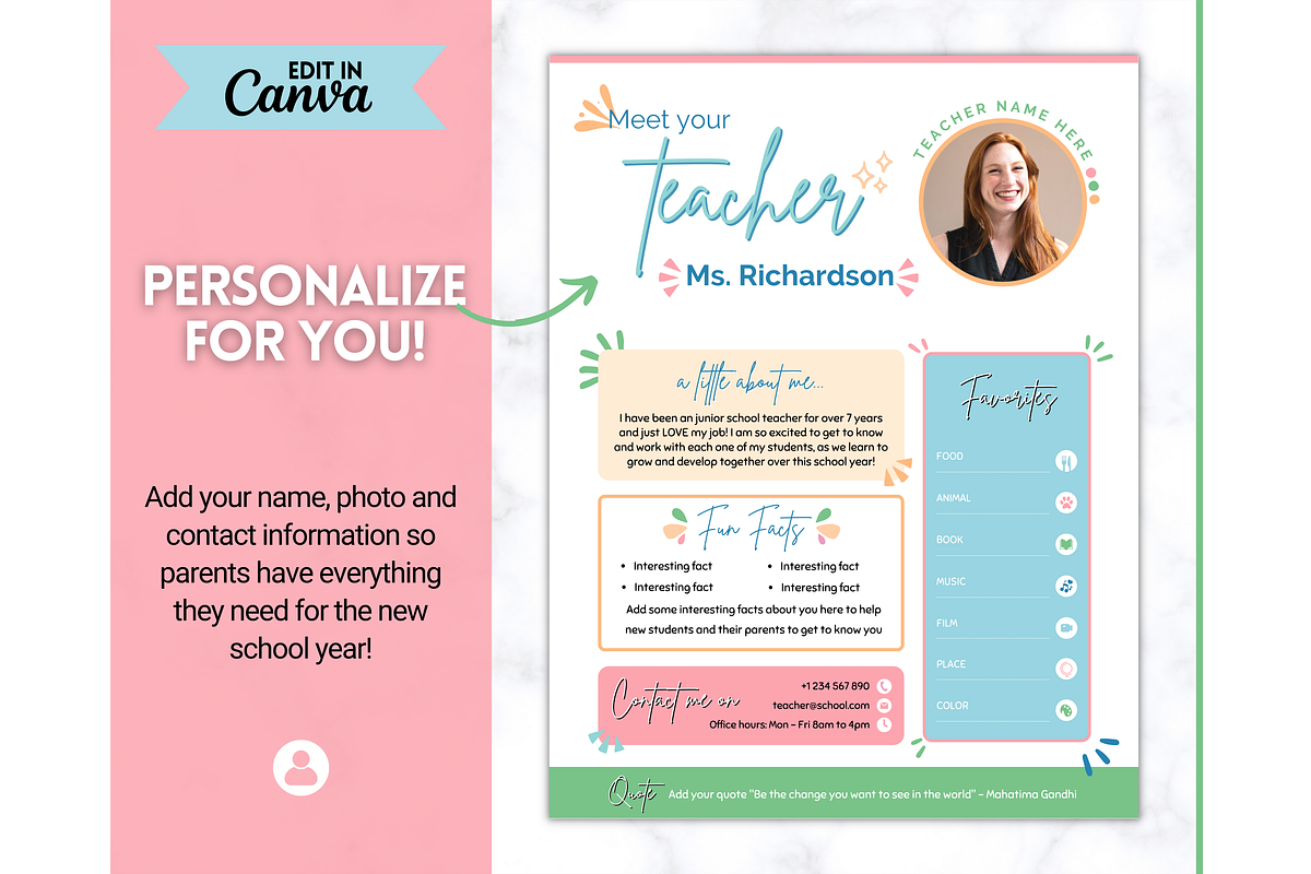 Meet the Teacher Template - Canva, a Templates & Theme by Templatables (Photo 3 of 9)