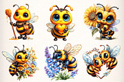 Sweet Bees Clipart, Cute Bee Clipart, an Illustration by Dream Creation (Thumbnail 4 of 7)