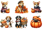 Watercolor Autumn Dog Clipart, a Seasonal Illustration by DreamArtGraphic (Thumbnail 2 of 4)