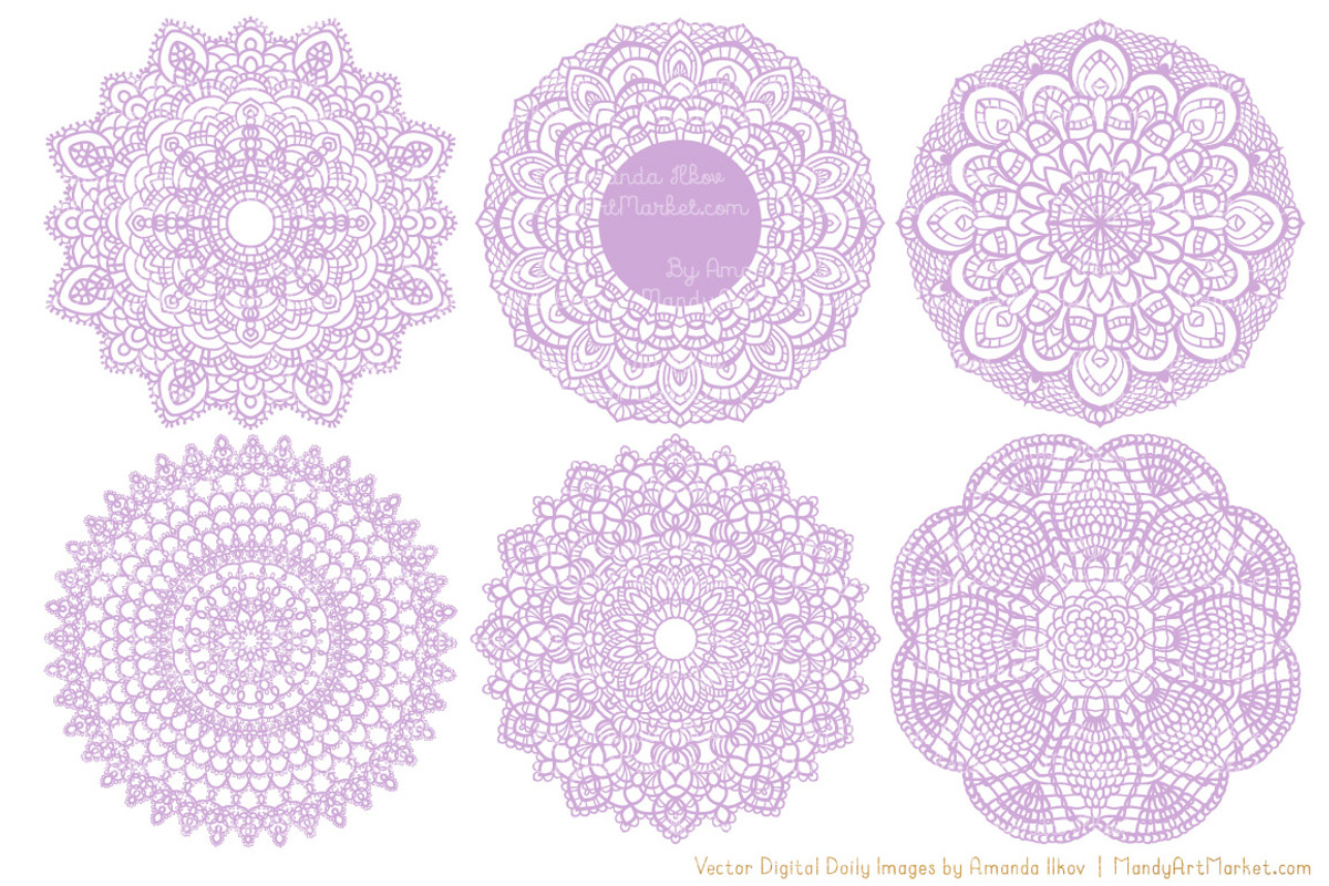 Lavender Doily Lace Clipart, an Illustration by Amanda Ilkov (Photo 4 of 4)