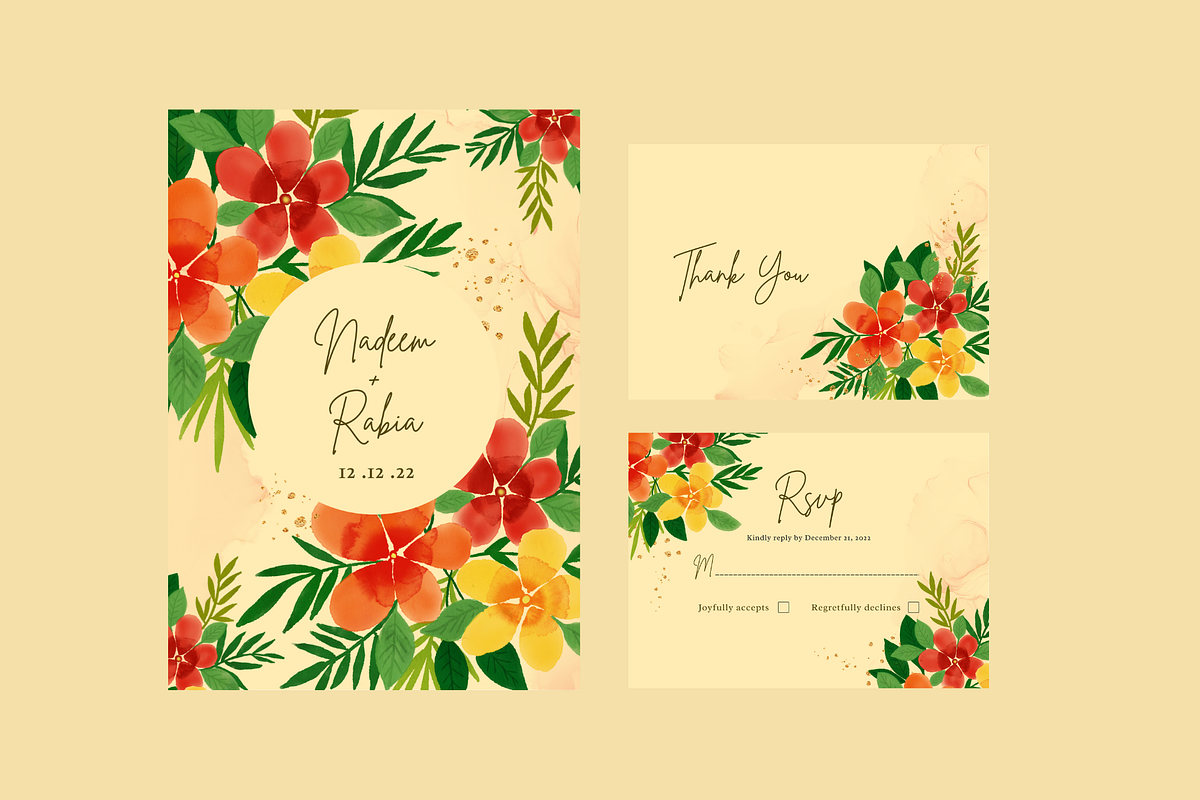 Red and Yellow Flower Card Design, an Invitation Template by Weddinginvitation by Fati (Photo 2 of 4)