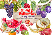 Fruits collection, watercolor set, a Food Illustration by AkvarelRiver (Thumbnail 1 of 6)