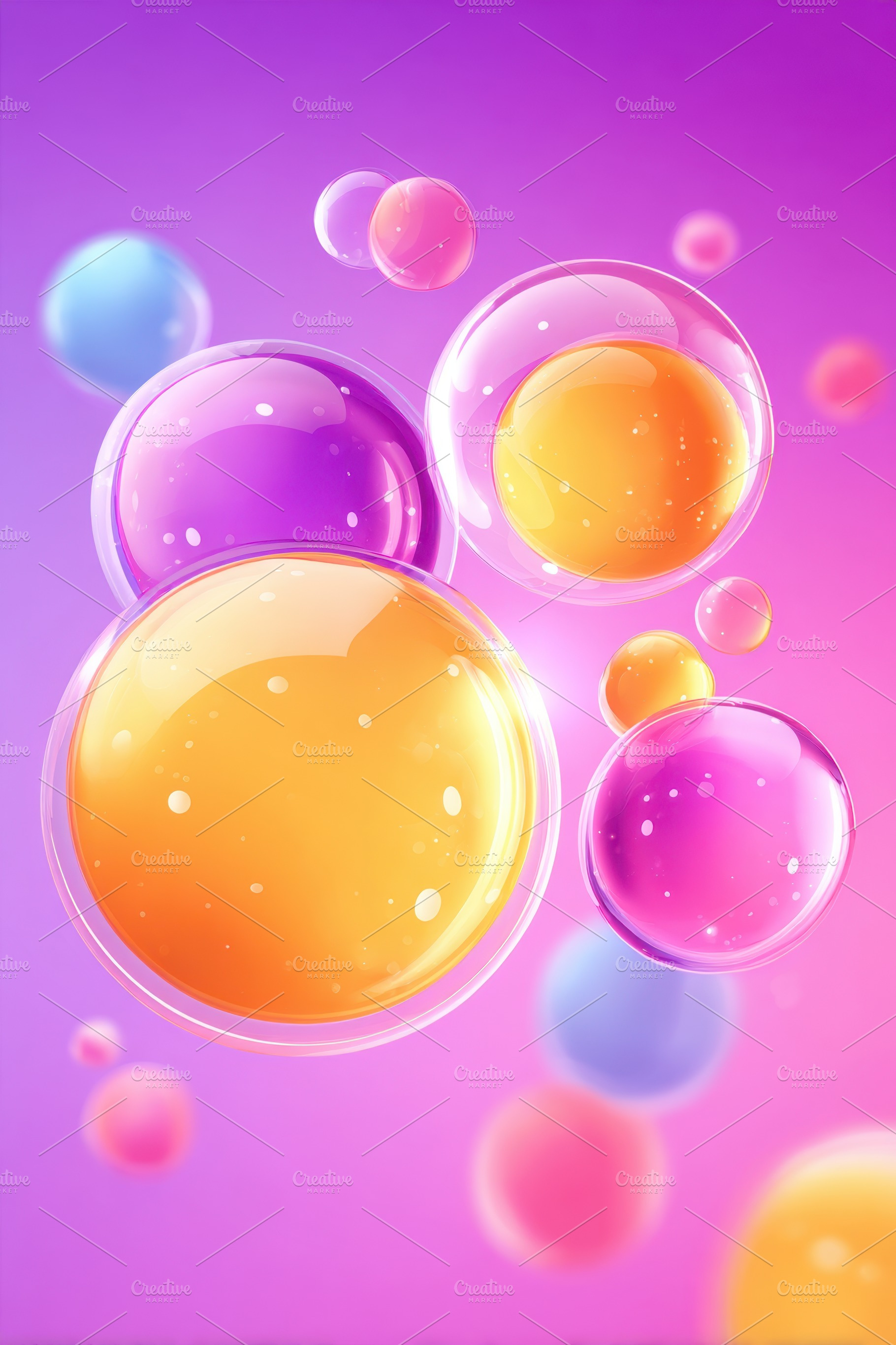 Colorful abstract bubbles on pink background, a Background Photo by AlyaAnd