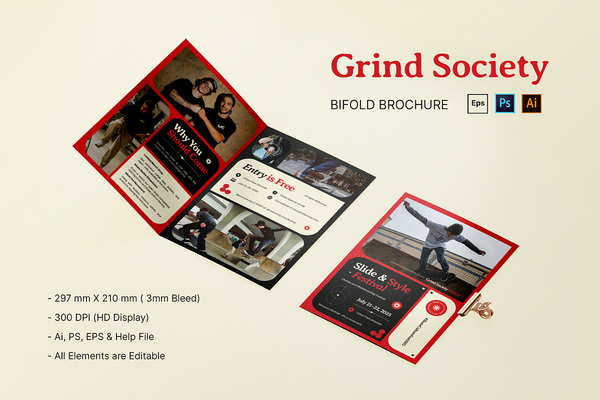 Grind Society - Bifold Brochure, a Brochure Template by StreaksideStd (Photo 1 of 3)