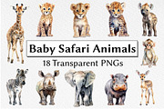 Safari Animals Watercolor Clipart, an Animal Illustration by milkghost (Thumbnail 1 of 2)