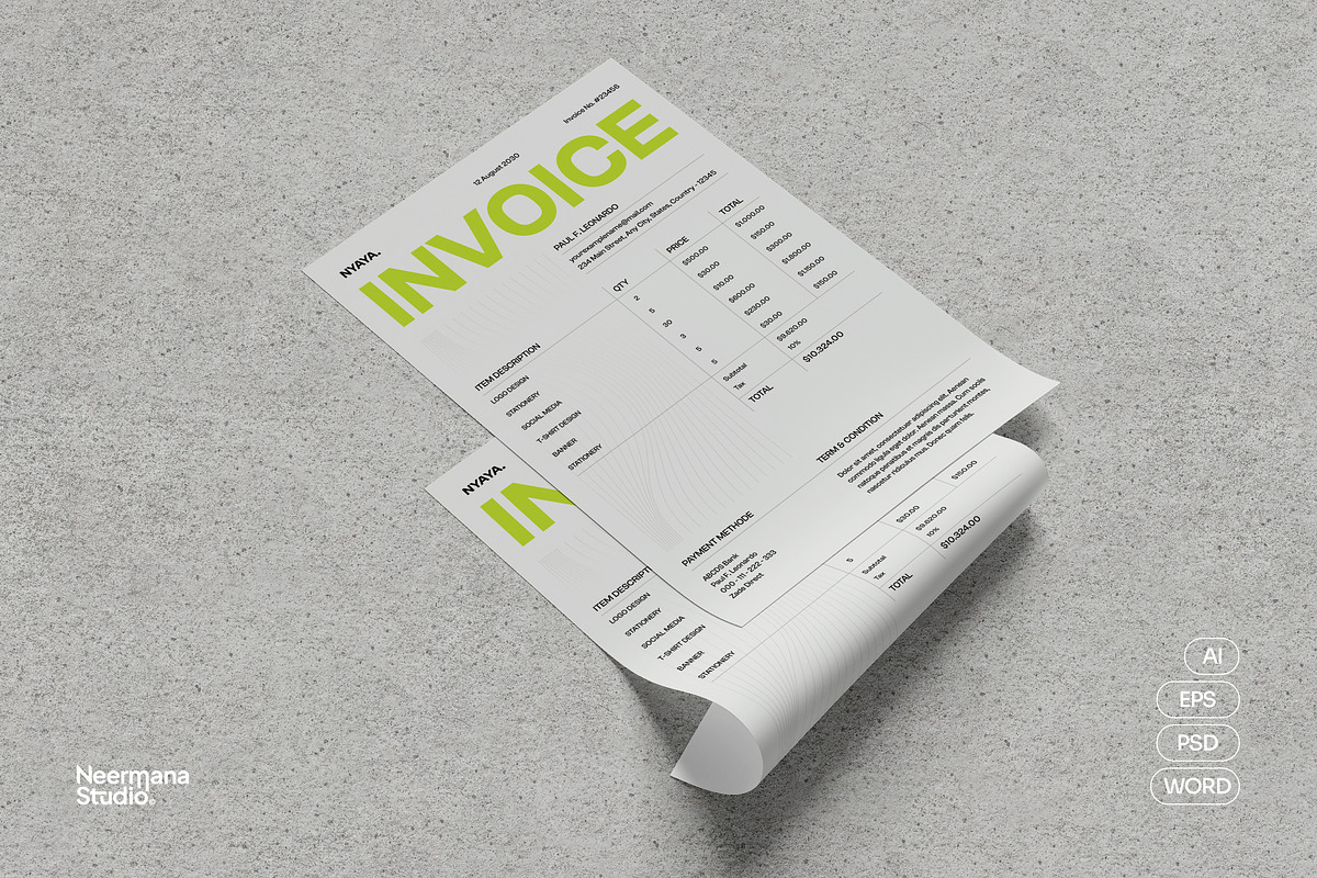 White Minimal Invoice, a Stationery Template by Neermana (Photo 1 of 4)