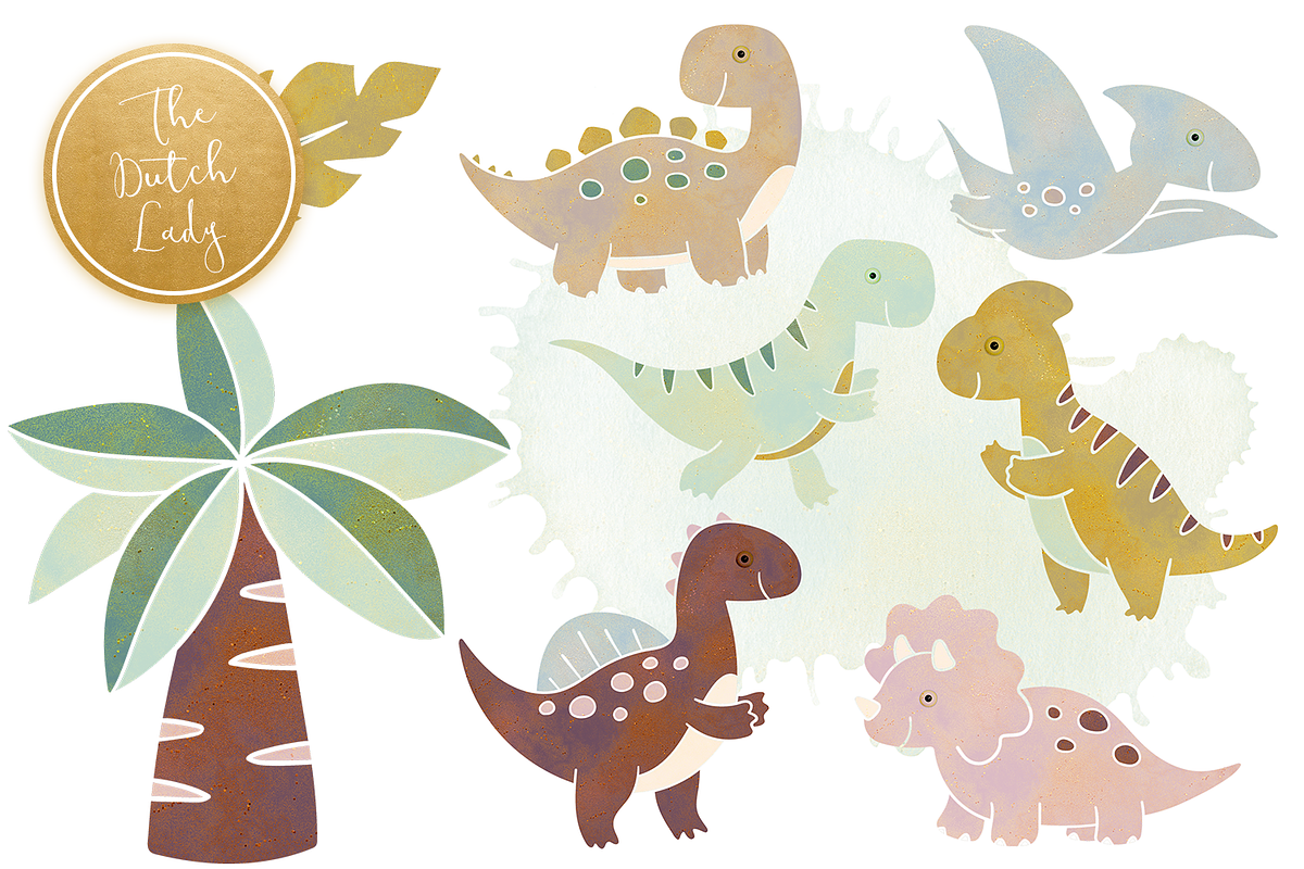 Dinosaur Jurassic World Clipart Set, an Illustration by The Dutch Lady Designs (Photo 4 of 5)