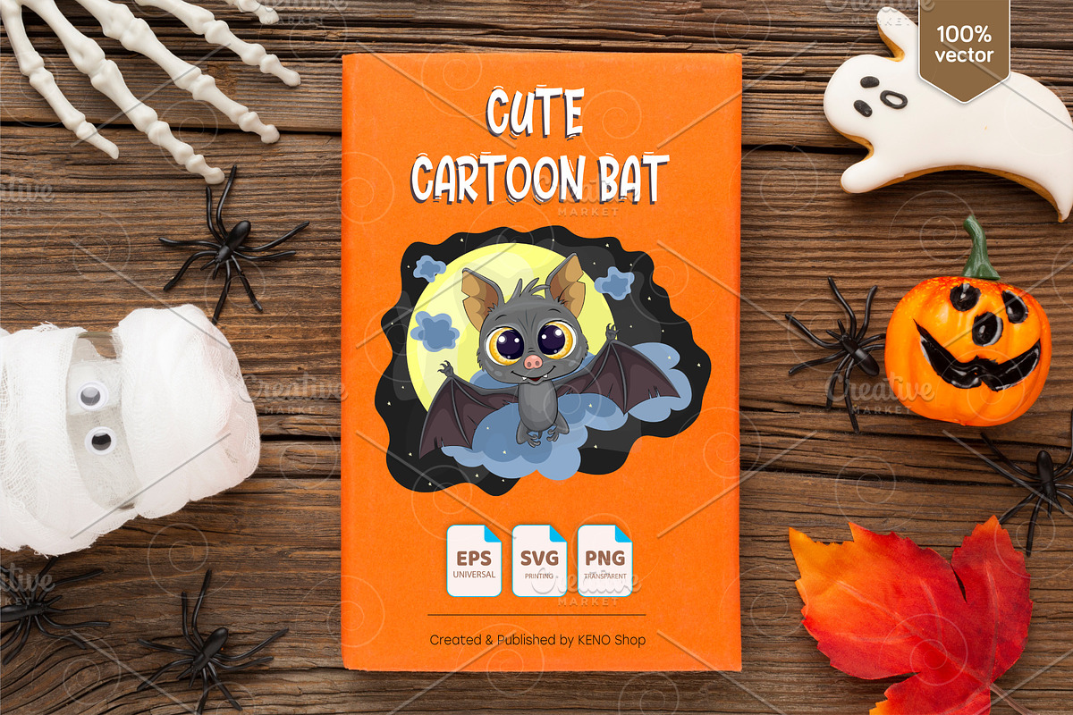 Cute halloween bat. Tshirt, PNG., an Animal Illustration by KENO Mascots (Photo 5 of 6)