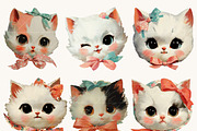Watercolor Retro Cat Heads Clipart, an Animal Illustration by Design Scotch (Thumbnail 8 of 8)