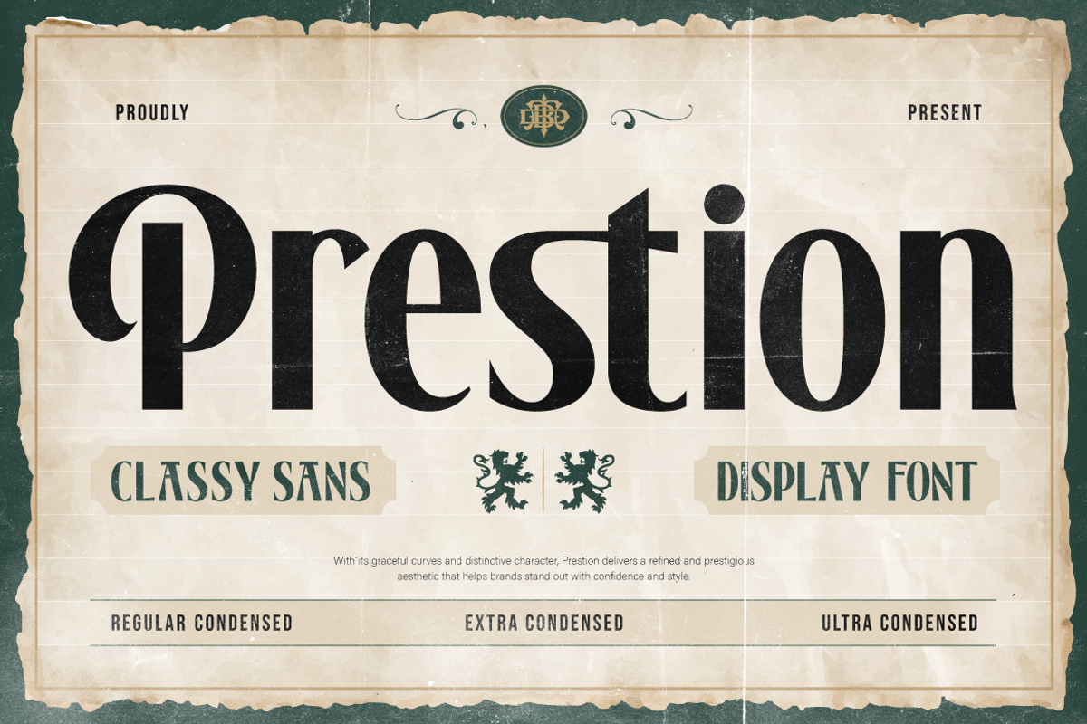 Prestion, a Sans Serif Font by Burntilldead (Photo 1 of 12)