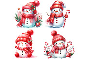 Red Cute Snowman Clipart, an Illustration by DreamCafeArt (Thumbnail 3 of 5)