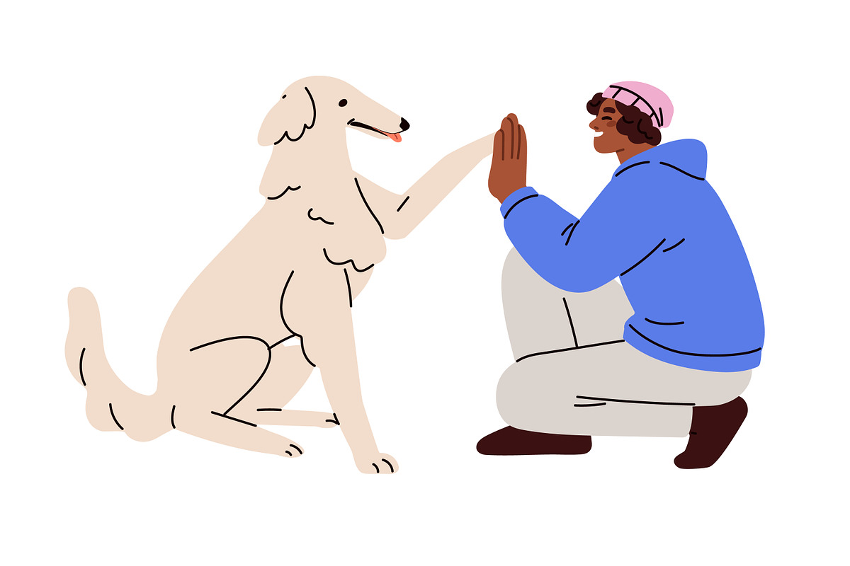 People giving high five to pets set, a Person Illustration by Good Studio (Photo 7 of 10)