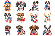 Patriotic Dog 4th of July Clipart, a Seasonal Illustration by CitraGraphics (Thumbnail 2 of 6)