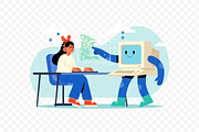 Human and AI Analyzing Data Chart, a Work Illustration by Partikusi Design (Thumbnail 3 of 3)