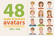 48 male&female avatars, a Graphic by Giraffarte (Thumbnail 1 of 3)