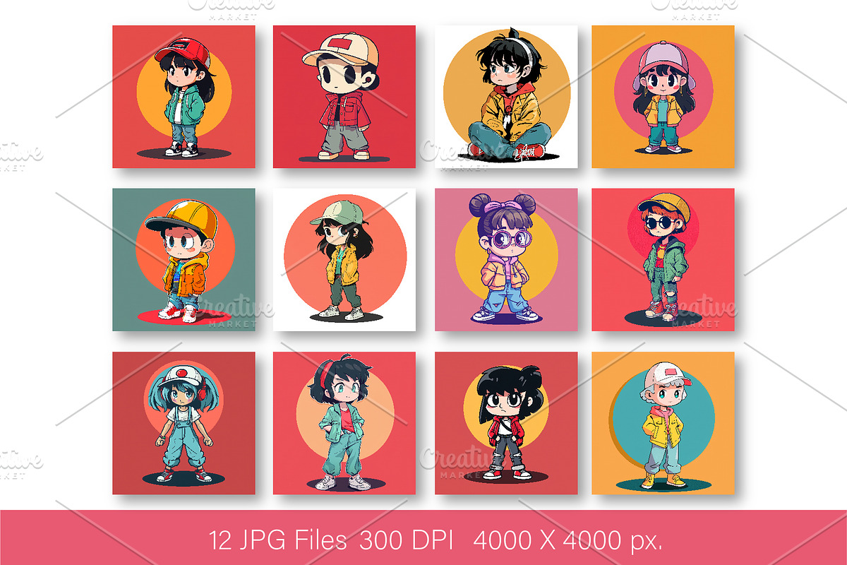 Anime Characters. Sticker., an Animal Illustration by KENO Mascots (Photo 3 of 6)