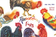 Watercolor Roosters, a Decorative Illustration by Nataliapiache (Thumbnail 1 of 6)
