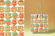 Autumn Pumpkins Mugs clipart pattern, a Seasonal Illustration by Carpet Tapete Pretzel (Thumbnail 4 of 9)